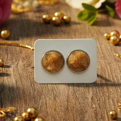 Caramel Imitation Druzy Earrings (14mm)