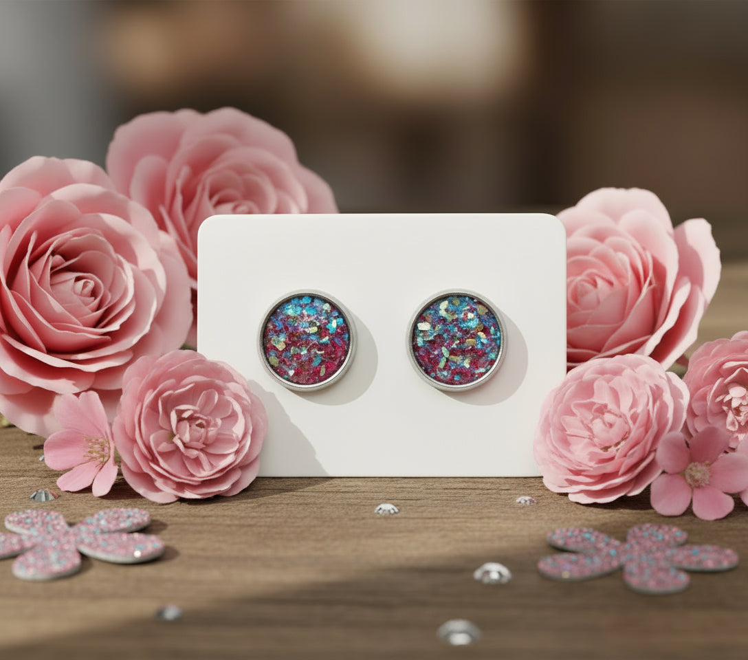 Camelia Imitation Druzy Earrings (10mm)