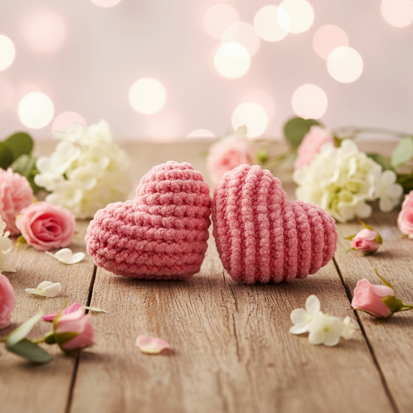 Pink Corduroy Heart Earrings (15mm)