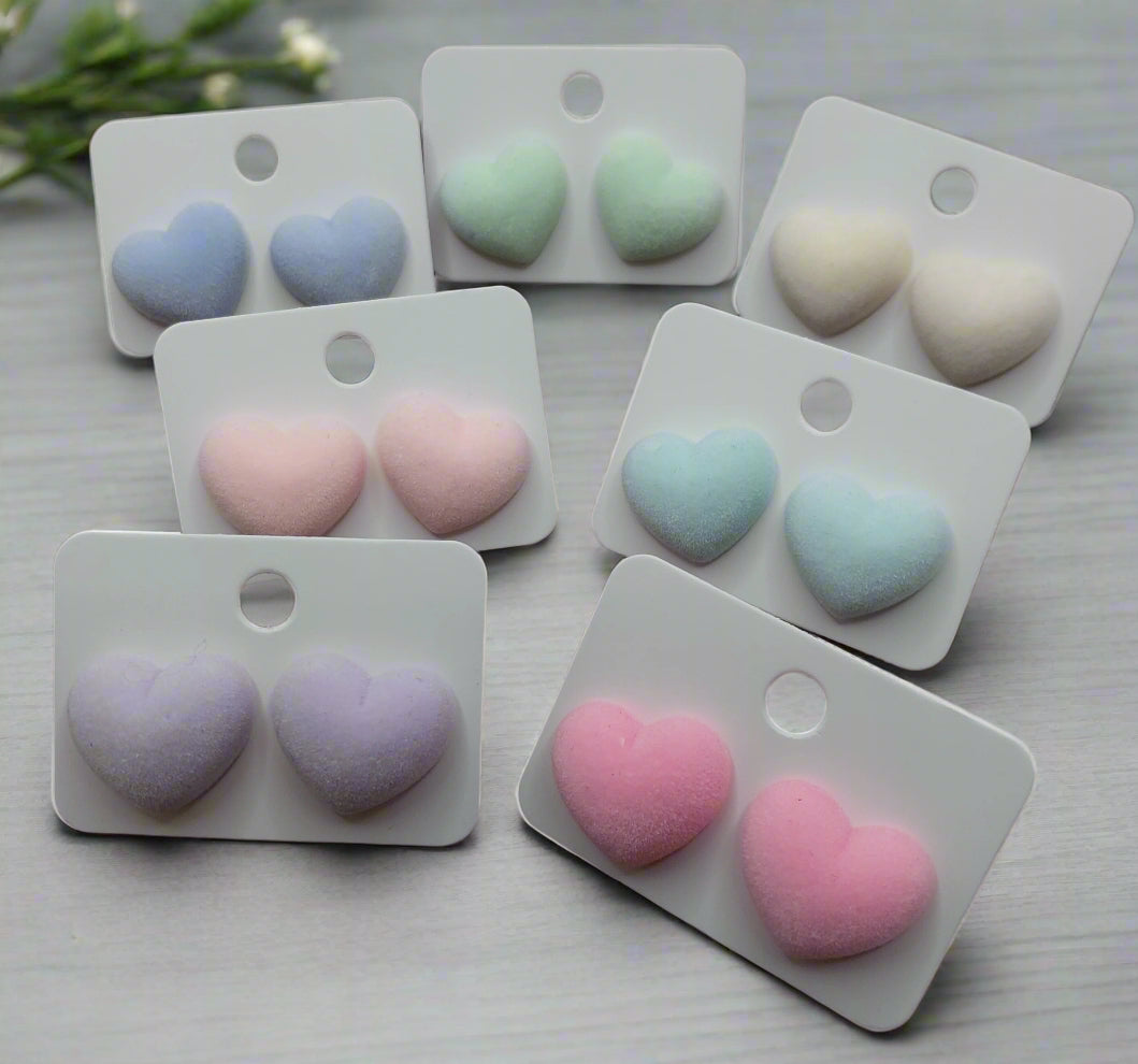Flocked Heart Earrings (18mm)