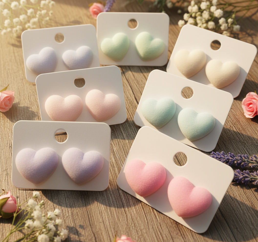 Flocked Heart Earrings (18mm)