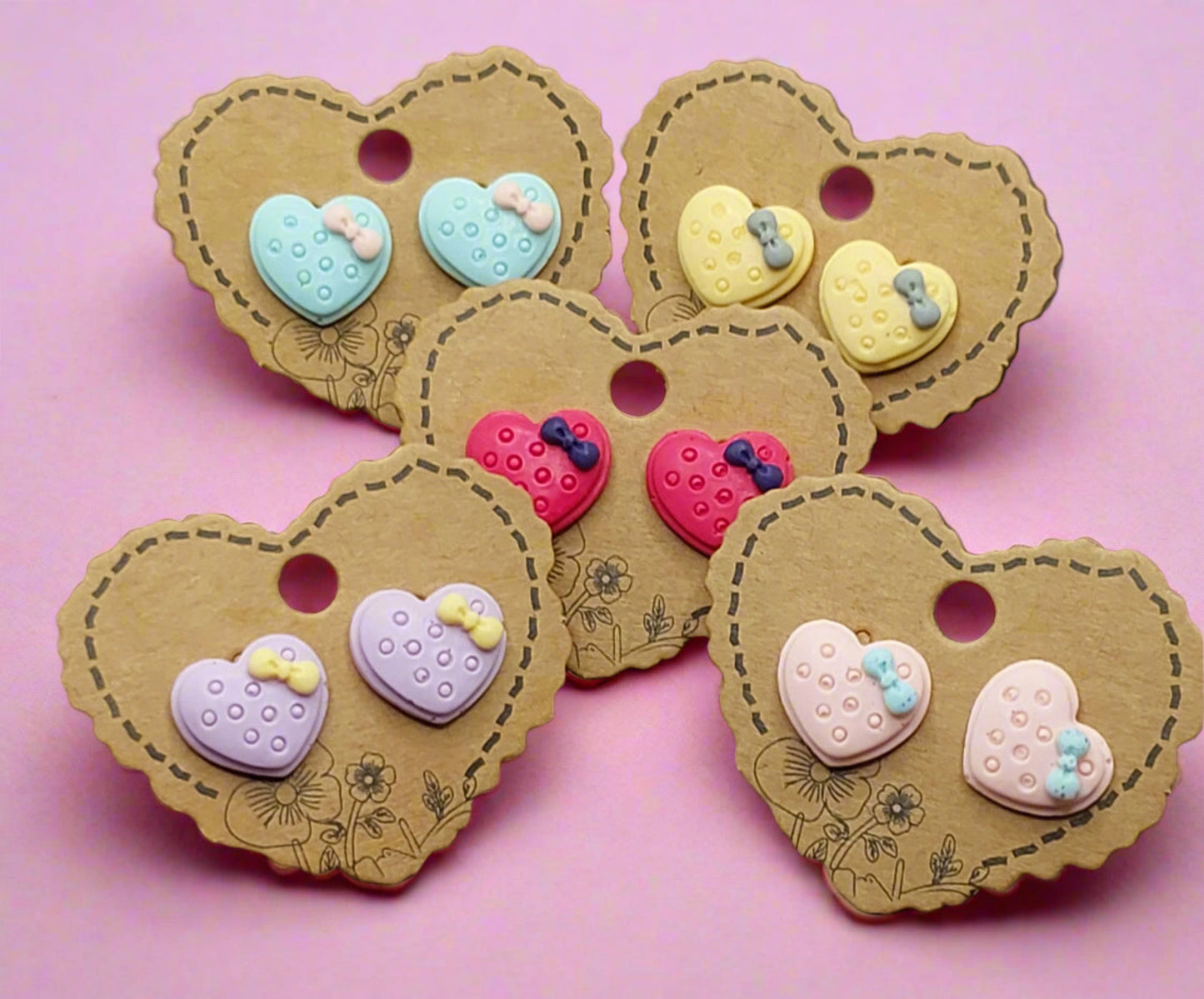 Heart with Bow Earrings (15mm)