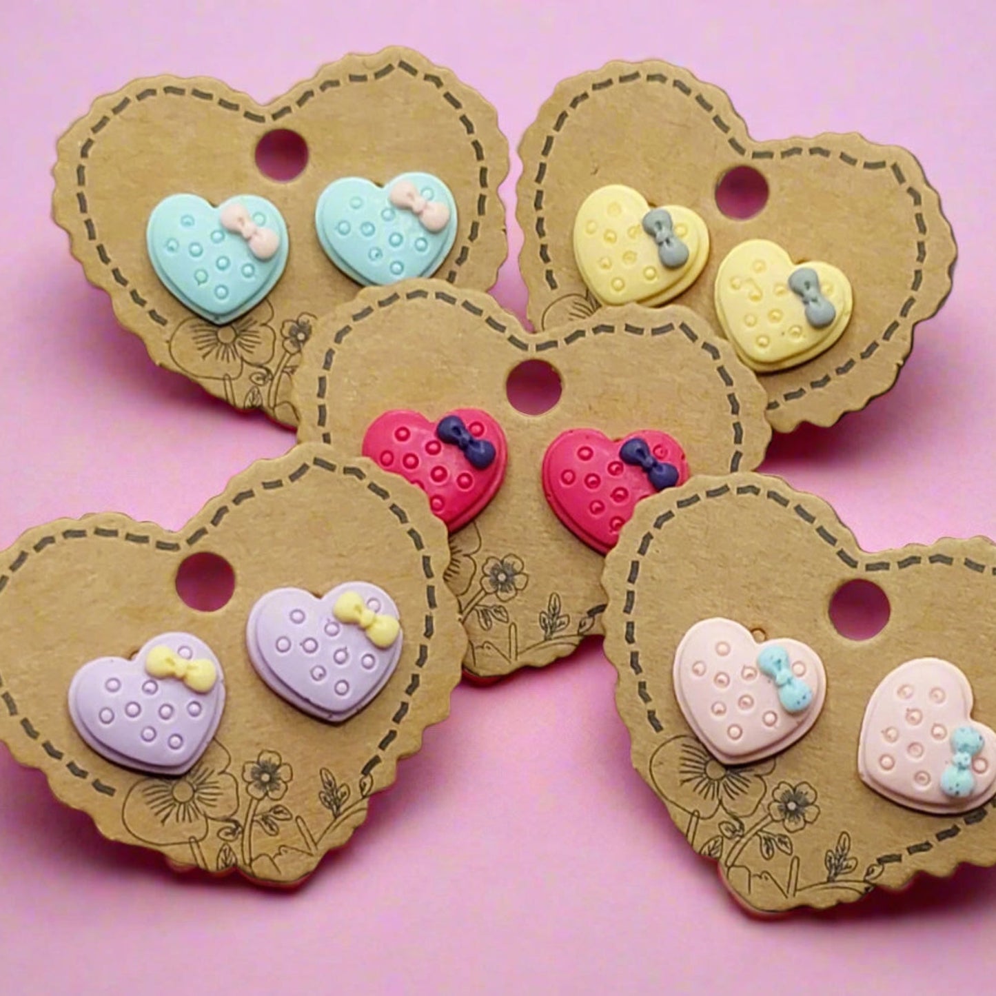 Heart with Bow Earrings (15mm)