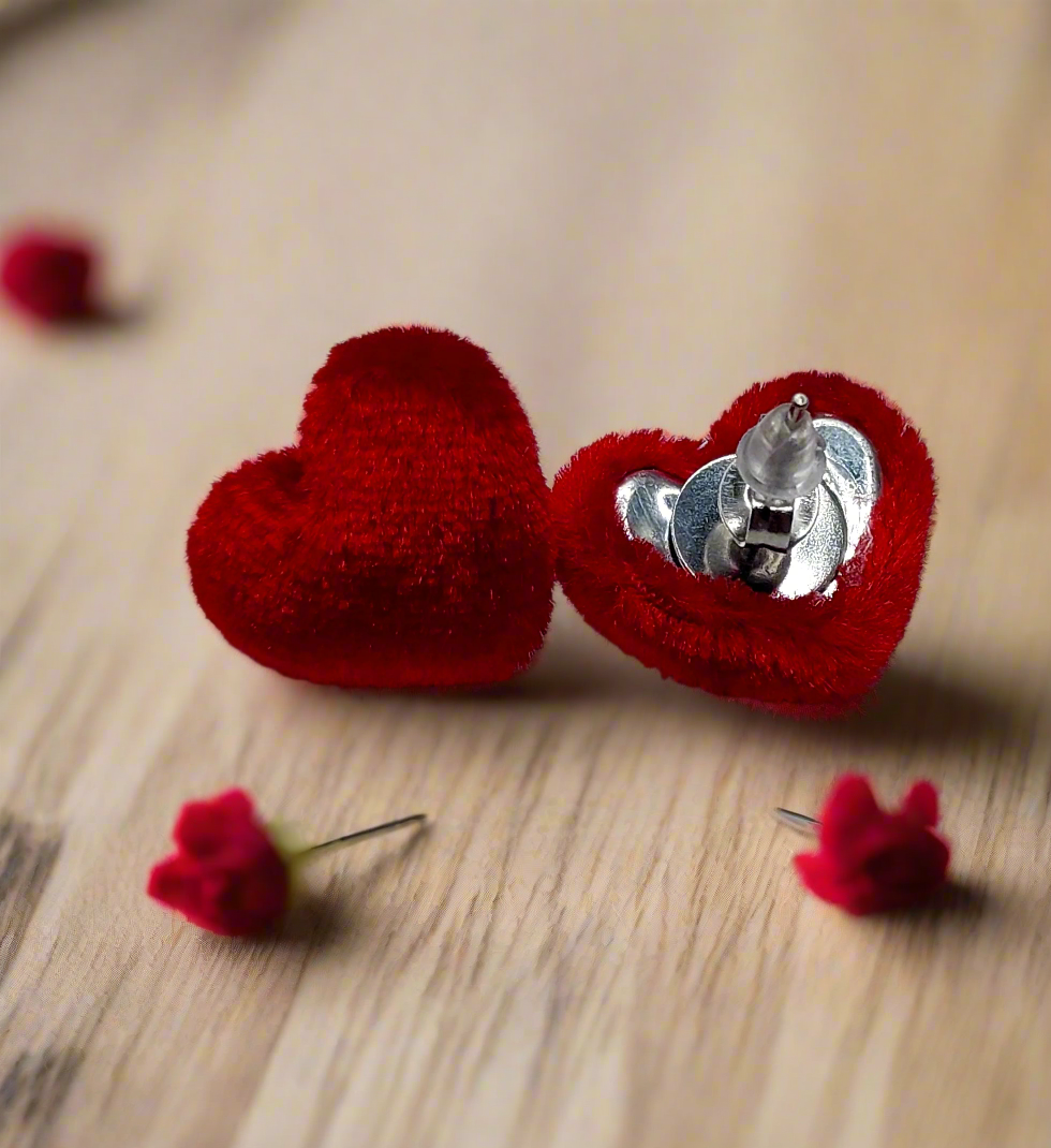 Red Velvet Heart Earrings