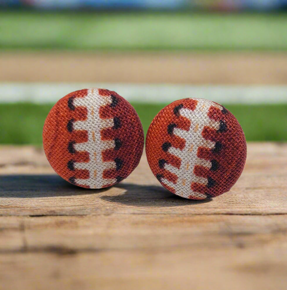 Football Fabric Button Earrings
