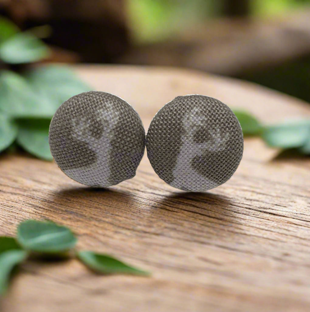 Deer Fabric Button Earrings
