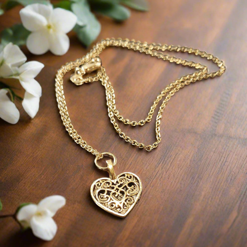 Gold Flourish Heart Necklace