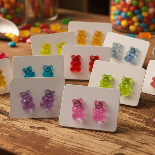 Candy Colored Bear Earrings (12mm)
