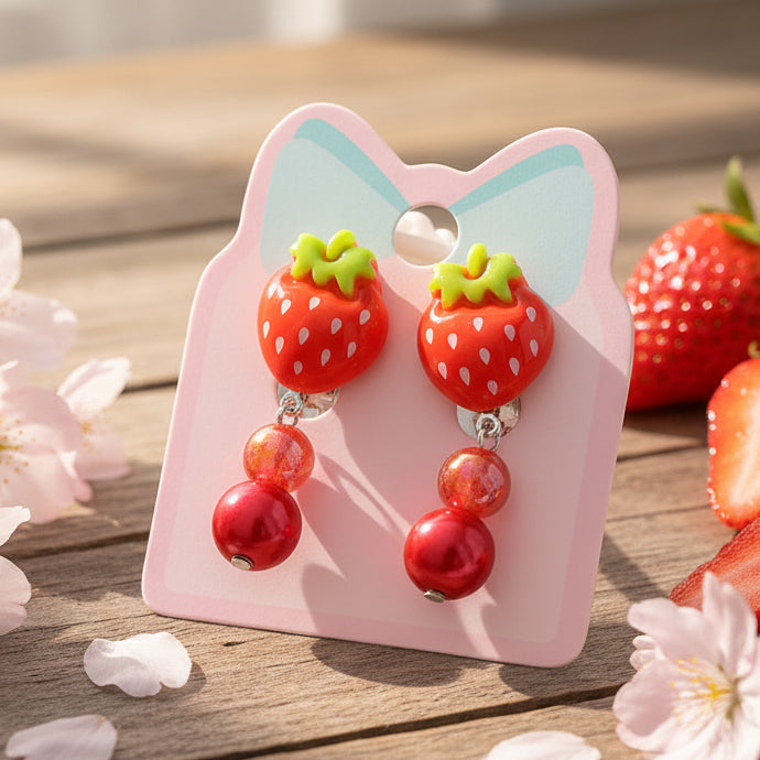 Kids Strawberry Clip-on Earrings