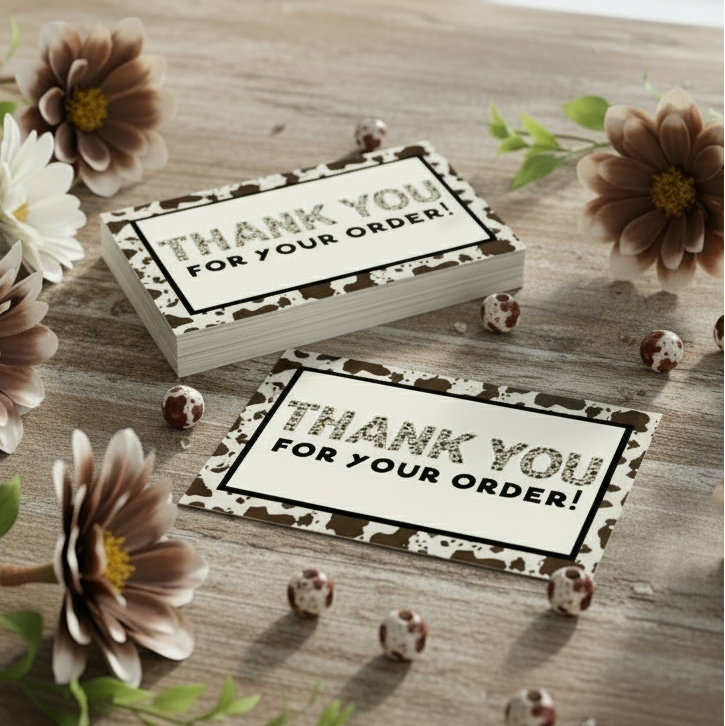 Brown Cow Print, Thank You For Your Order Cards