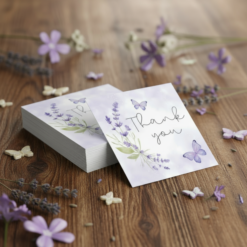 Butterflies - Purple Thank You Cards