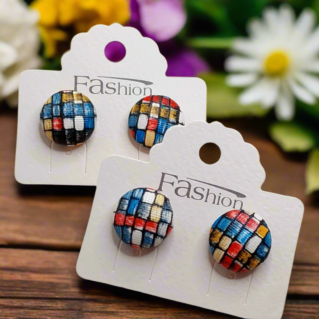 Colorful Basket Weave Imitation Leather Earrings (15mm)