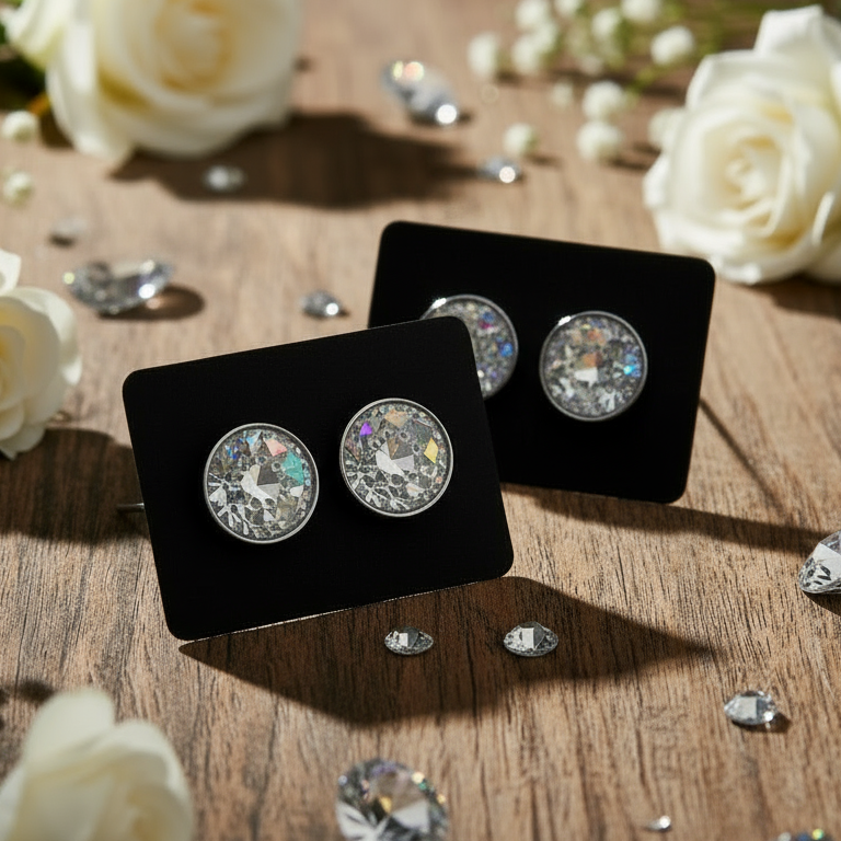Crystal Diamond Pattern Earrings (12mm)