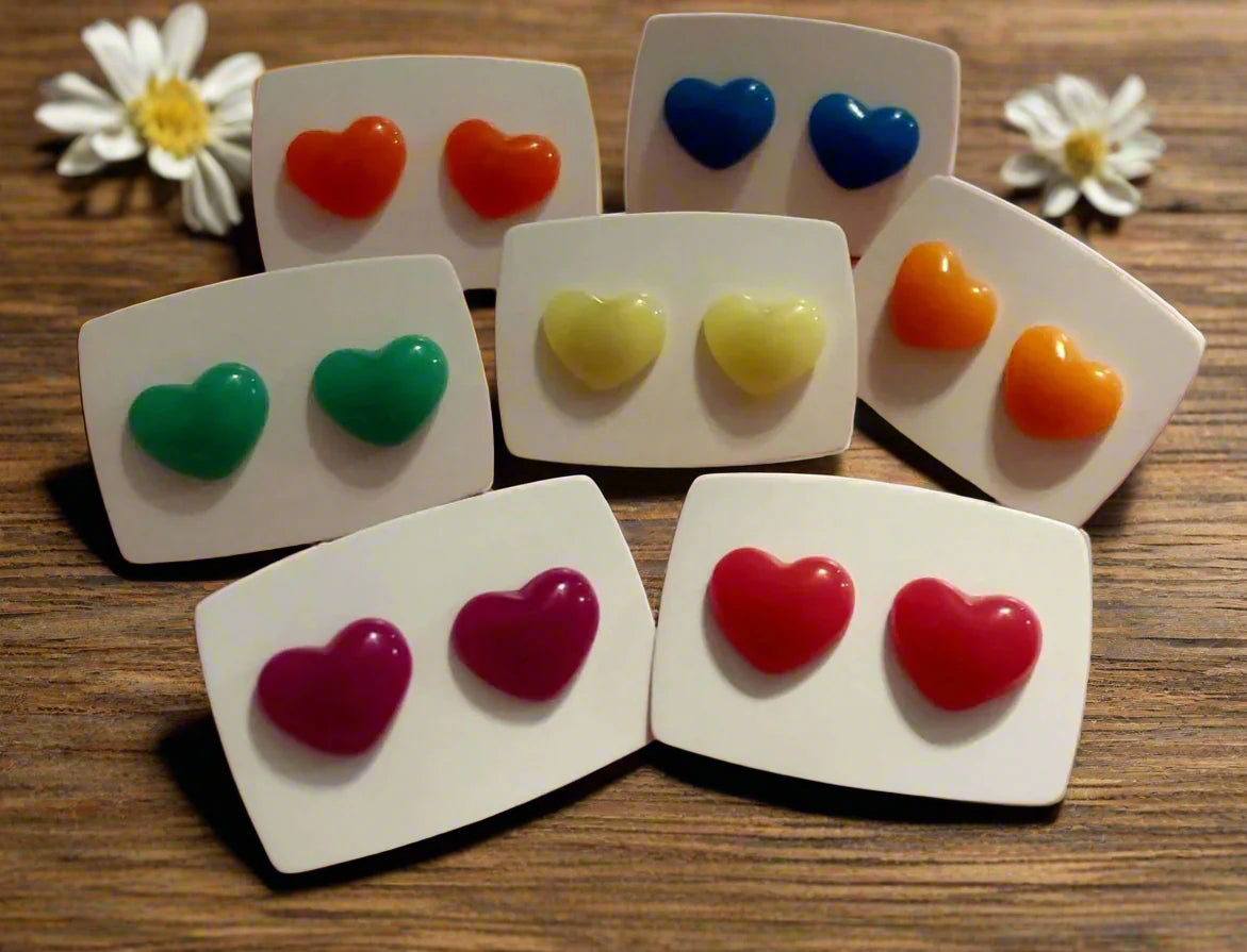 Fluorescent Heart Earrings (14mm)