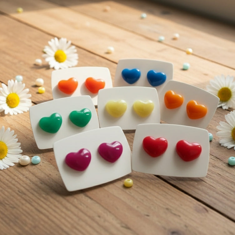 Fluorescent Heart Earrings (14mm)