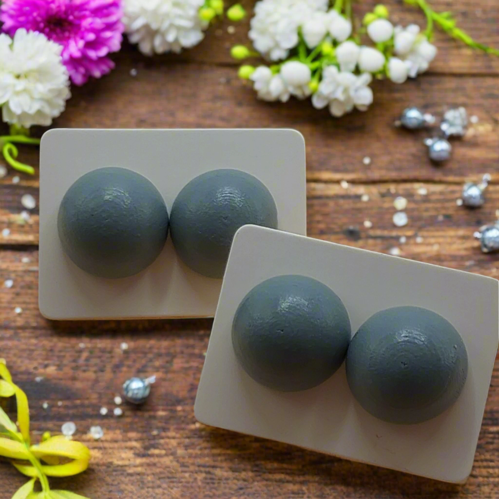 Gray Wood Stud Earrings (15mm)