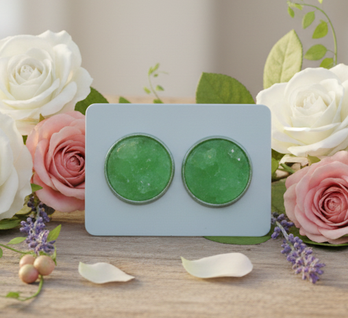 Green Druzy Style Earrings (14mm)