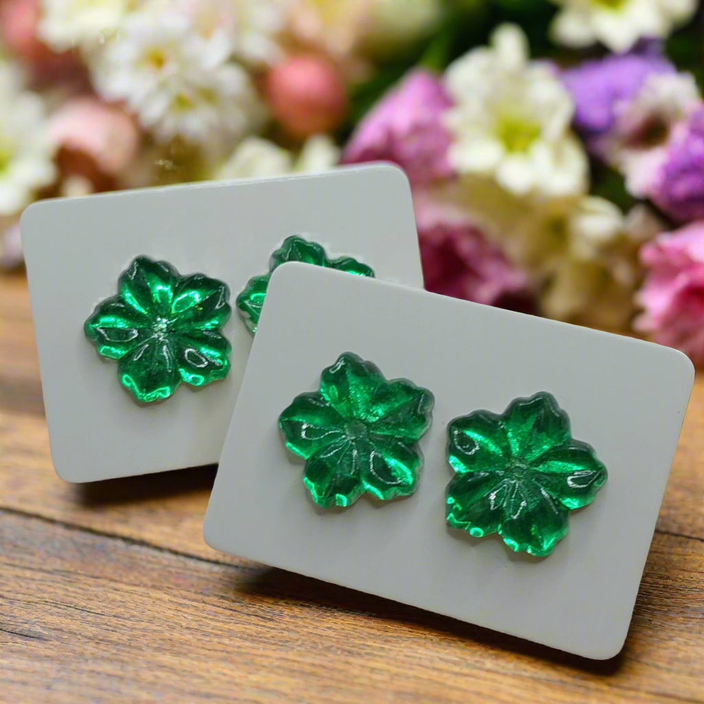 Green Flower Earrrings (12mm)