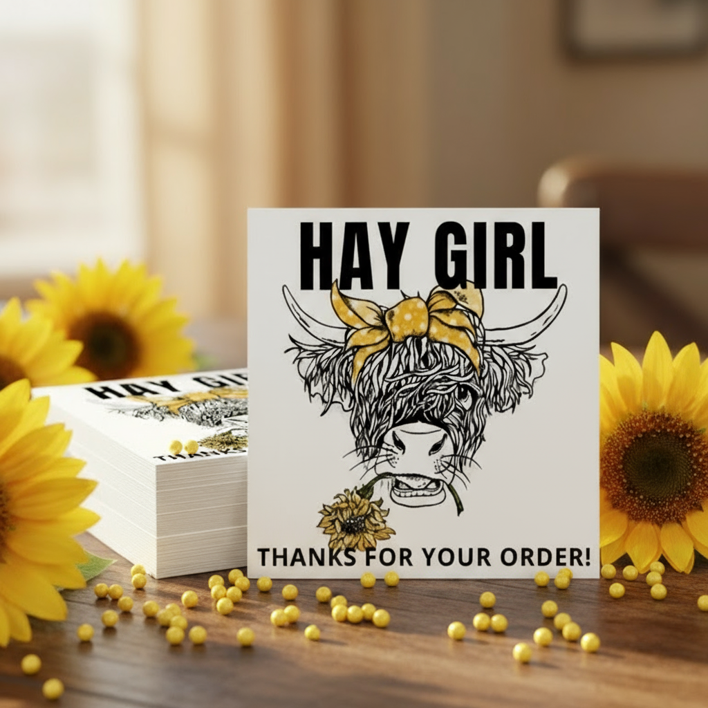 Hay Girl, Longhorn - Thanks for Your Order Cards