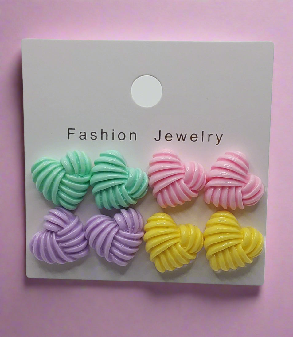 Knotted Hearts Earring Set