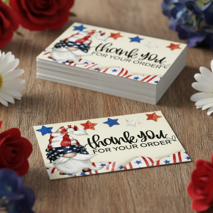 Patriotic Gnome - Thank You for Your Order Cards