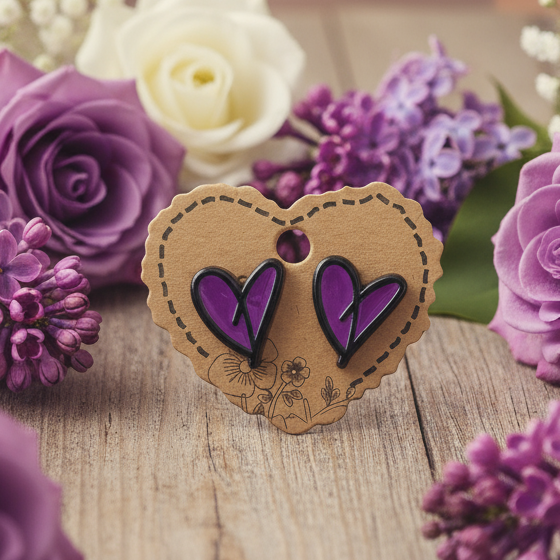 Purple Acrylic Heart Earrings (18mm)