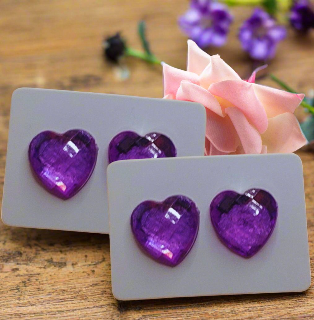 Purple Imitation Gemstone Heart Earrings (12mm)