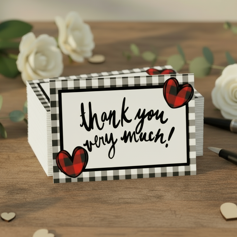 Thank You Very Much Plaid & Hearts Cards