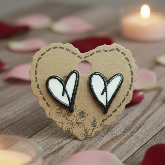 White Acrylic Heart Earrings (18mm)