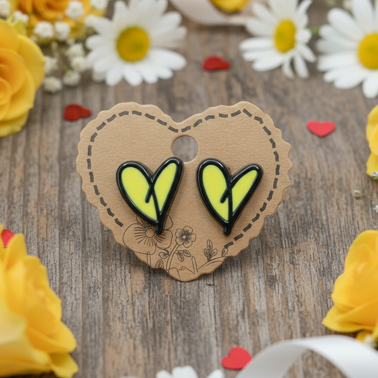 Yellow Acrylic Heart Earrings (18mm)