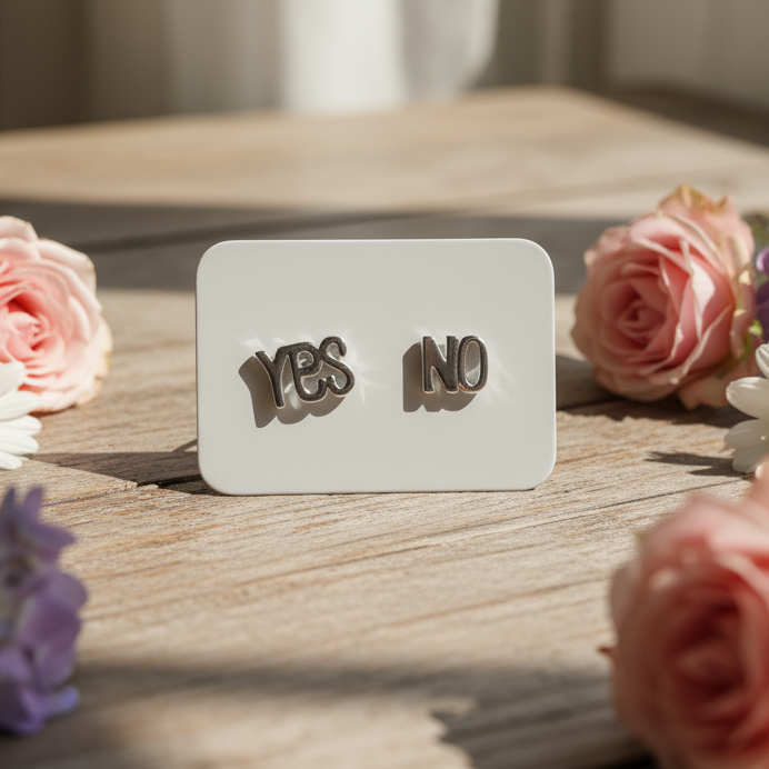 Yes/No Word Earrings (8mm)