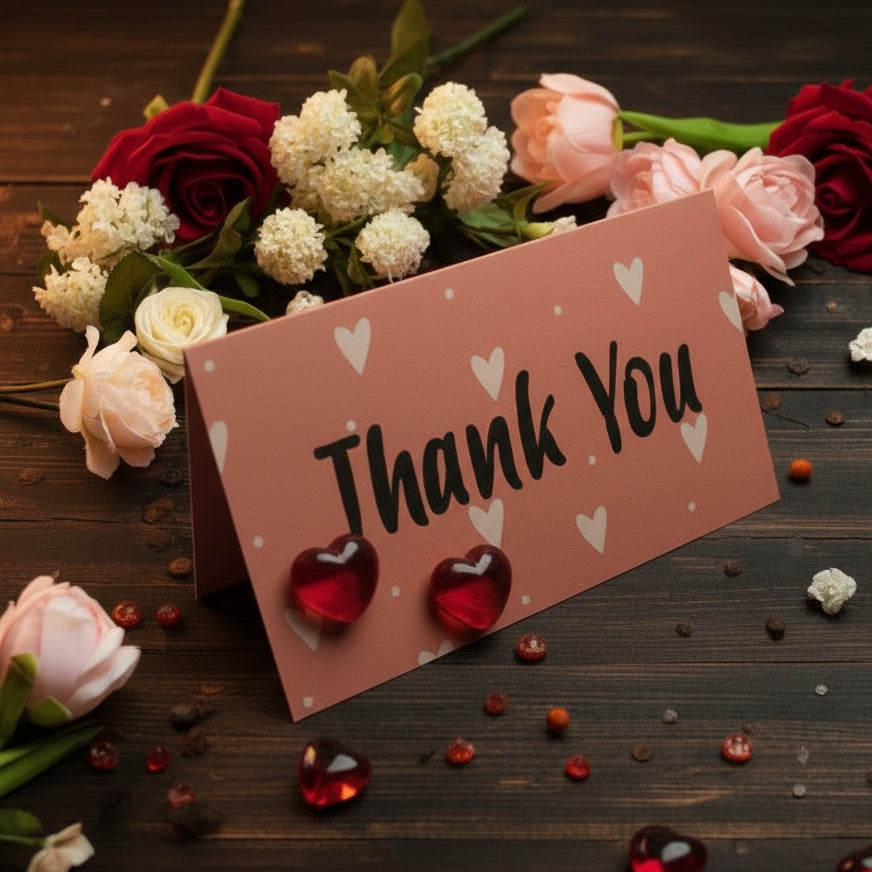 Thank You, Hearts Card with Earrings