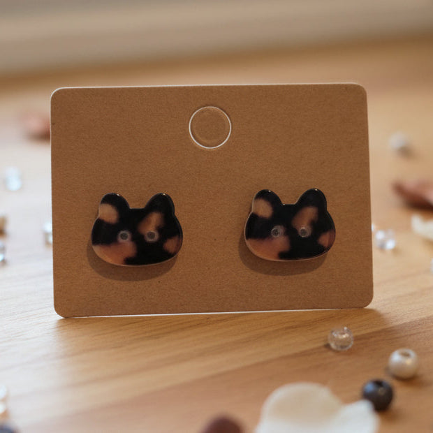Cat Button Earrings (12mm)