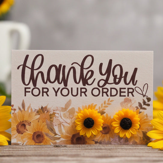 Sunflower Thank You for Your Order Card with Earrings