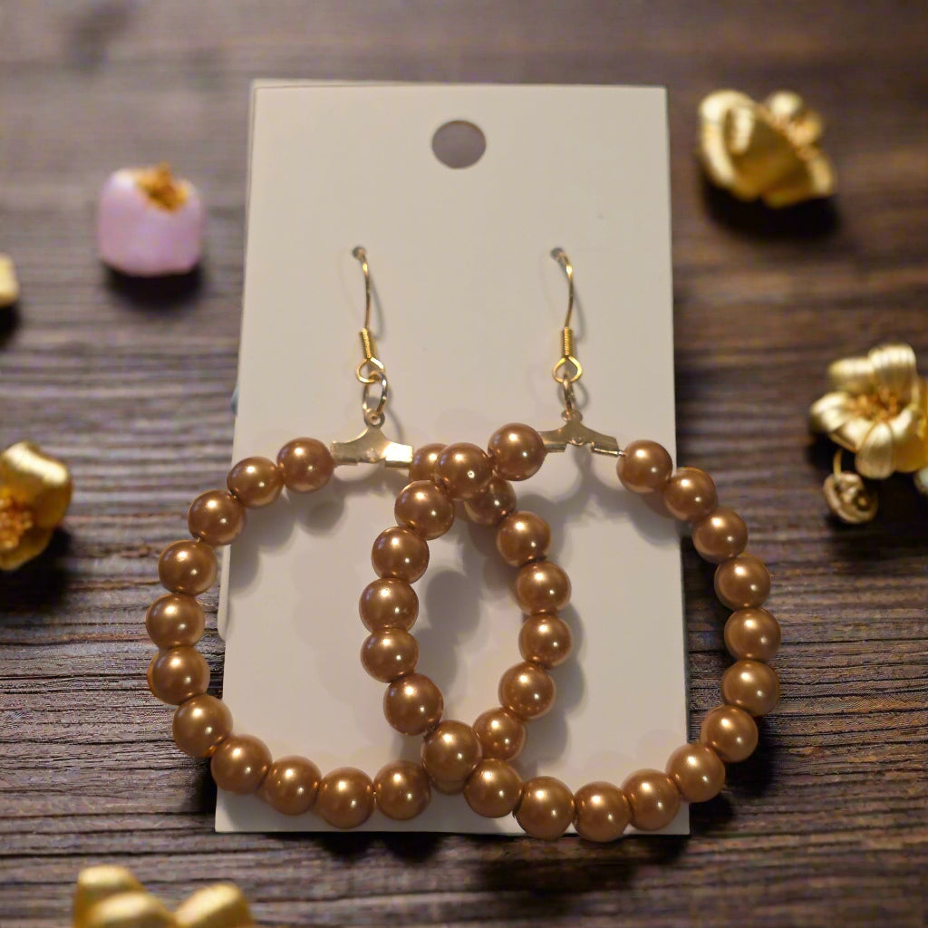 Gold Bead Dangle Earrings