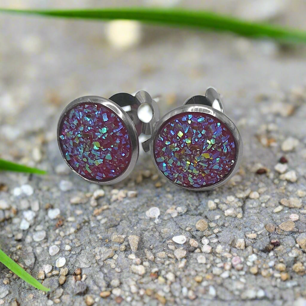 Camelia Imitation Druzy CLIP-ON Earrings (14mm)