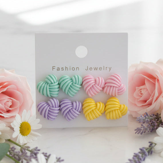 Knotted Hearts Earring Set