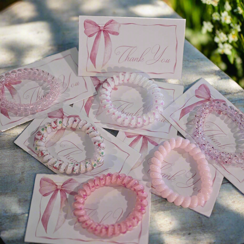 Bow Thank You Card with Hair Coil / Bracelet