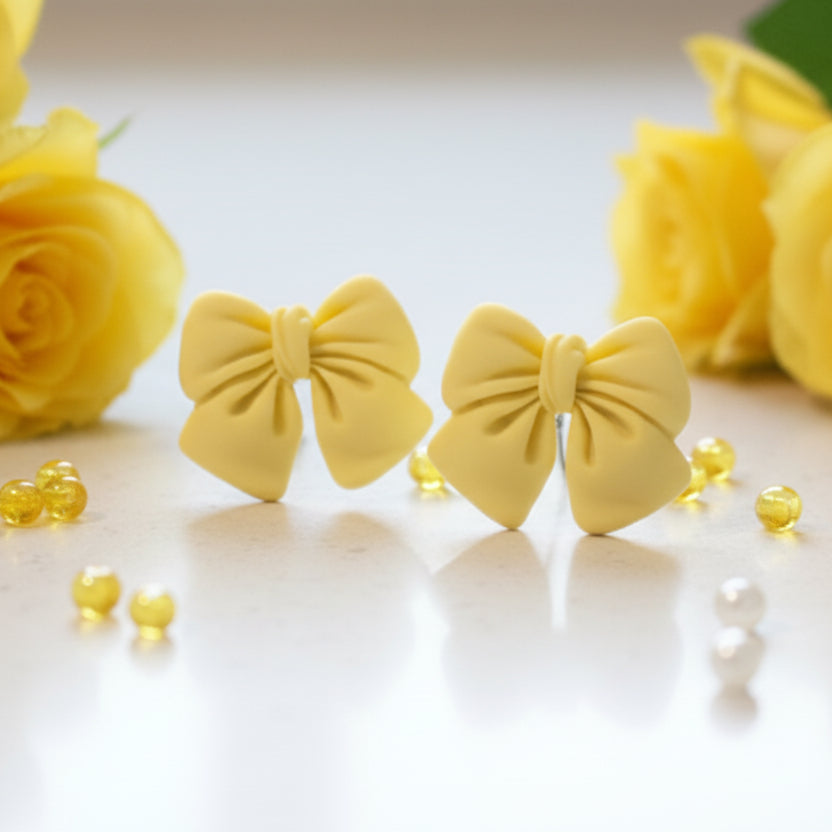 Yellow Bow Earrings