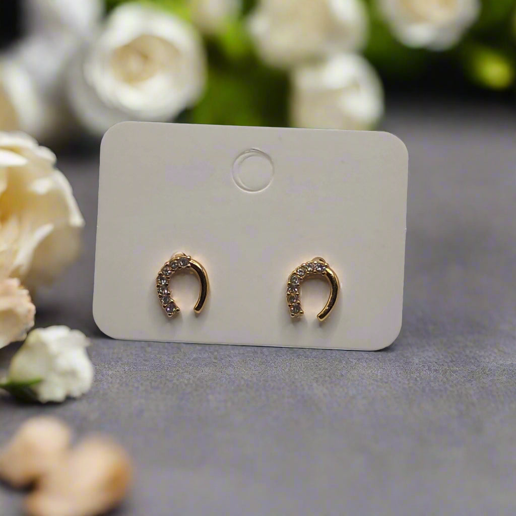 Rhinestone Horseshoe Earrings (9mm)