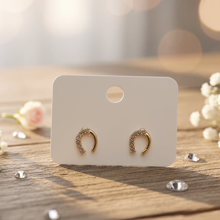 Rhinestone Horseshoe Earrings (9mm)
