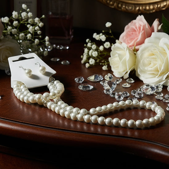 Imitation Pearl Necklace, Bracelet & Earring Set