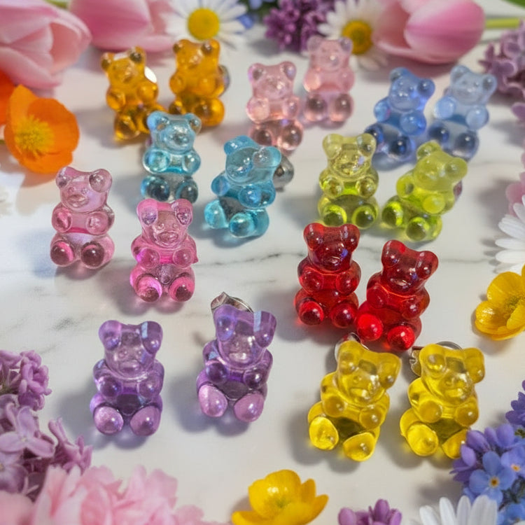 12mm Candy Colored Bear Earrings