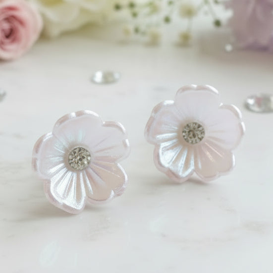 11mm Rhinestone Flower Earrings