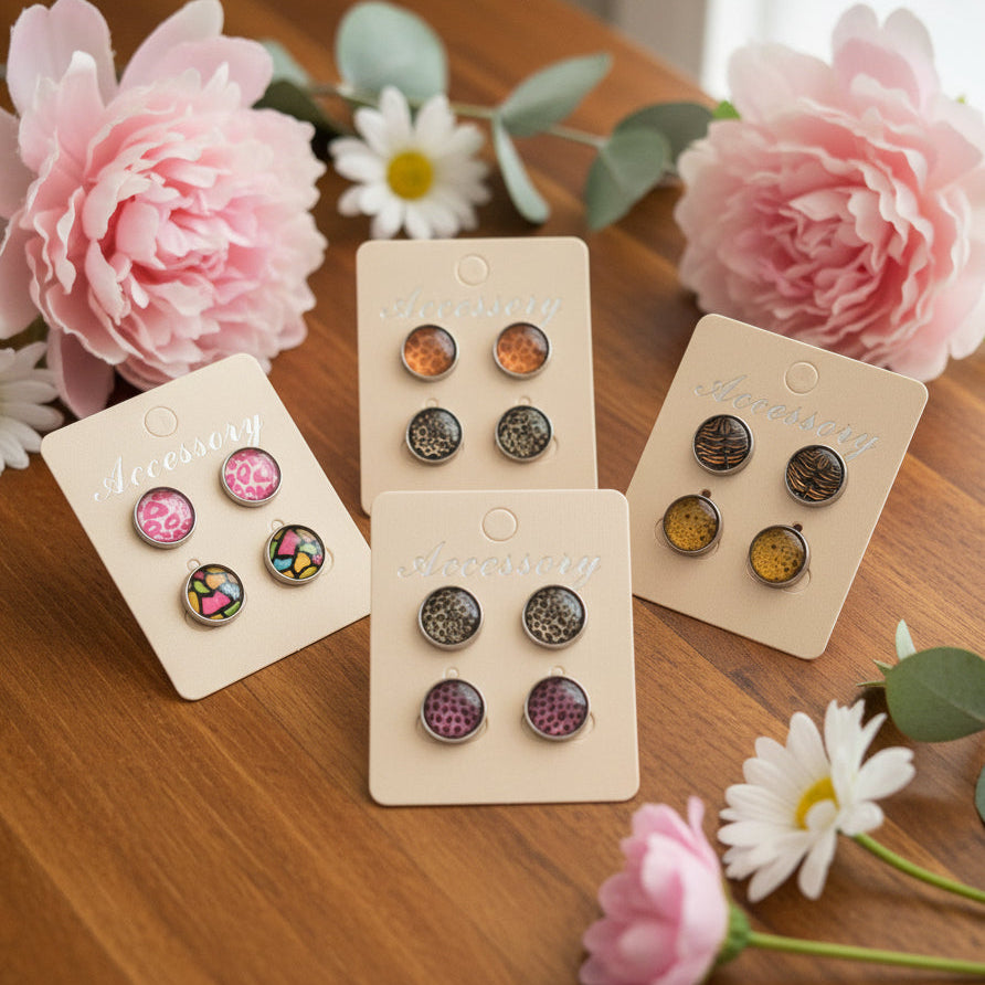 12mm Animal Print Earring Set