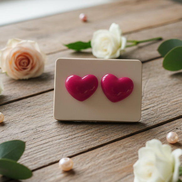 Hot Pink Heart Earrings (14mm)