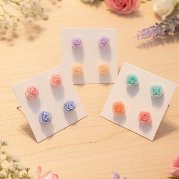 8mm Flower Earring Set