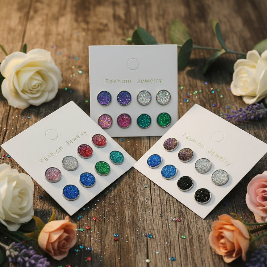 Imitation Druzy Earring Set (4 pair)