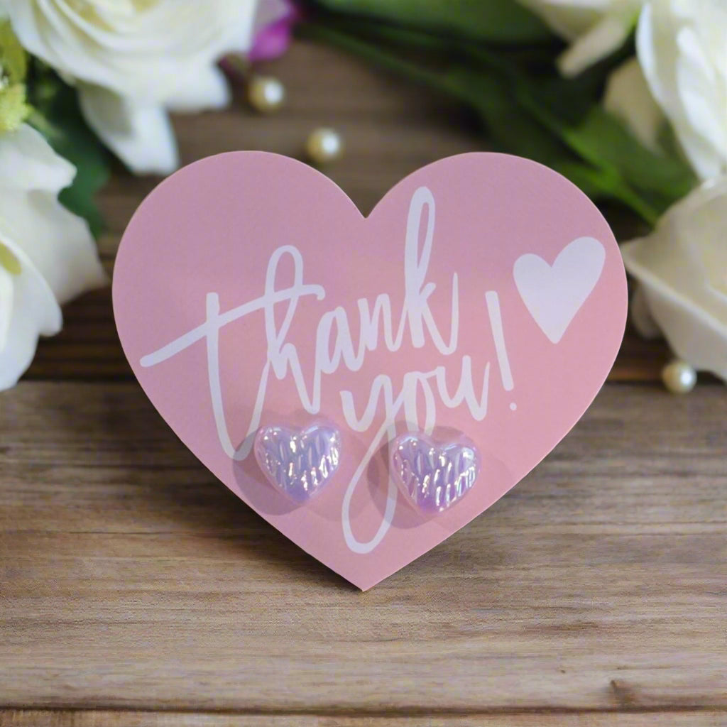 Thank You Heart Card with Pearly Heart Earrings
