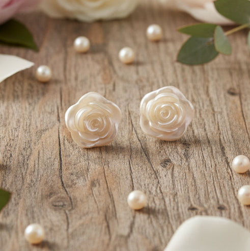 11mm Pearly Rose Earrings